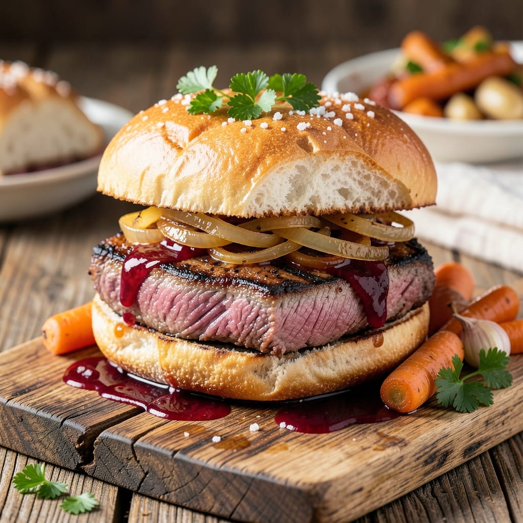 Au Jus Beef Sandwich Recipe: Crispy Toasted Bun Hugs Juicy Gravy-Soaked Meat