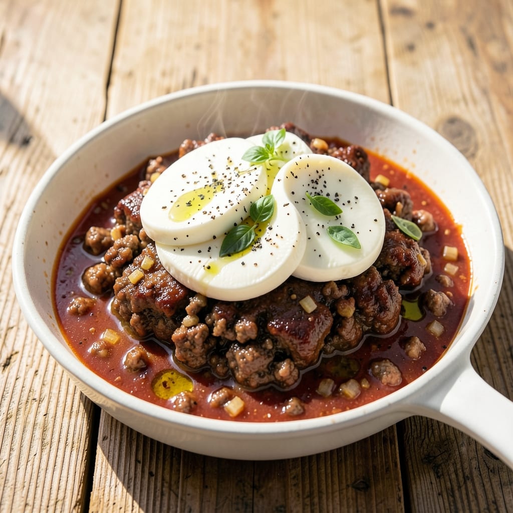 Ground Beef and Mozzarella Recipe: Melted Cheese Blanket Over Savory Beef