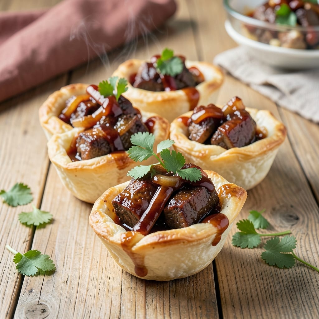 BBQ Beef Cups Recipe: Crispy Puff Pastry Bites with Smoky Filling