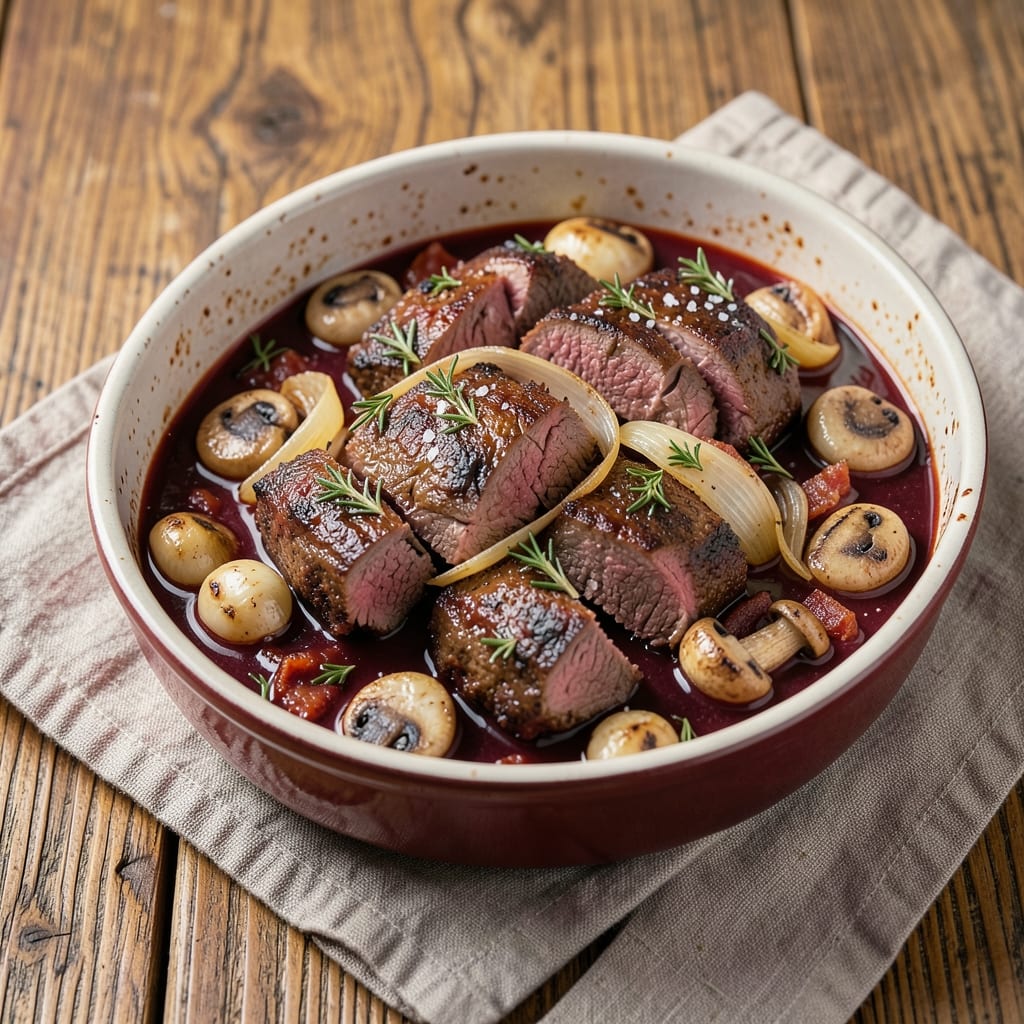 Basic Beef Bourguignon Recipe: Braised to Velvety Perfection With Mushroom-Duxelle Layers