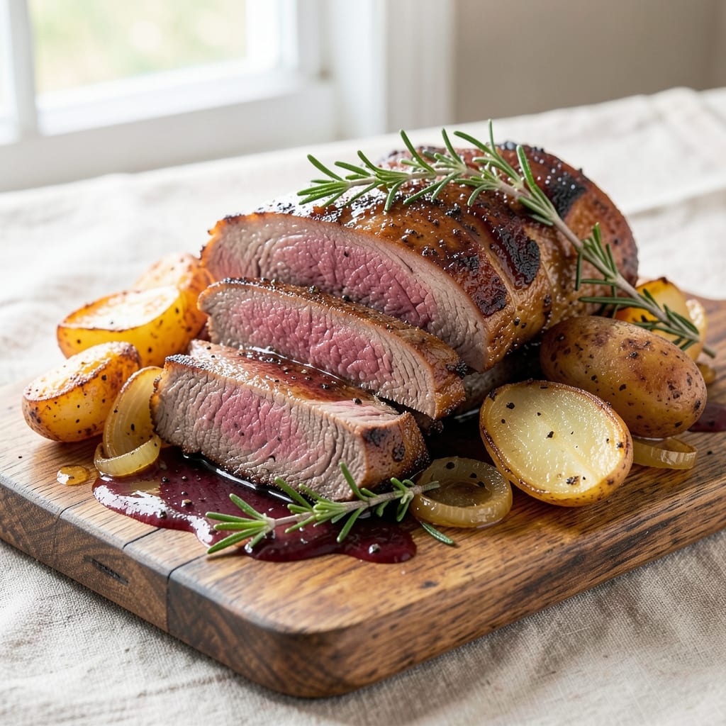 America's Test Kitchen Beef Top Loin Roast With Potatoes Recipe: Dry-Brined Crust Meets Juicy Pink Hearts
