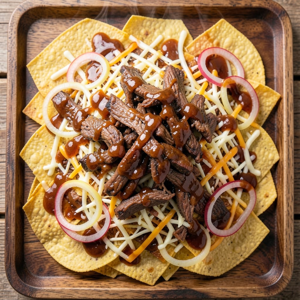 BBQ Beef Nachos Recipe: Loaded Crunch With Smoky Beef and Cheese Rivers