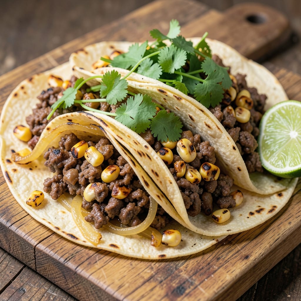 Authentic Ground Beef Street Tacos Recipe: Charred Corn and Cilantro Lime Sizzle