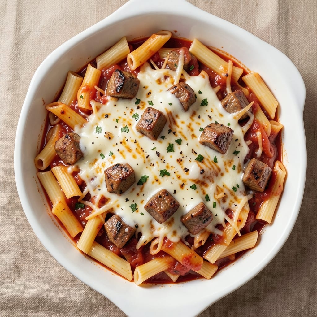 Baked Beef Rigatoni Recipe: Cheesy Pasta Bake With Crispy Top