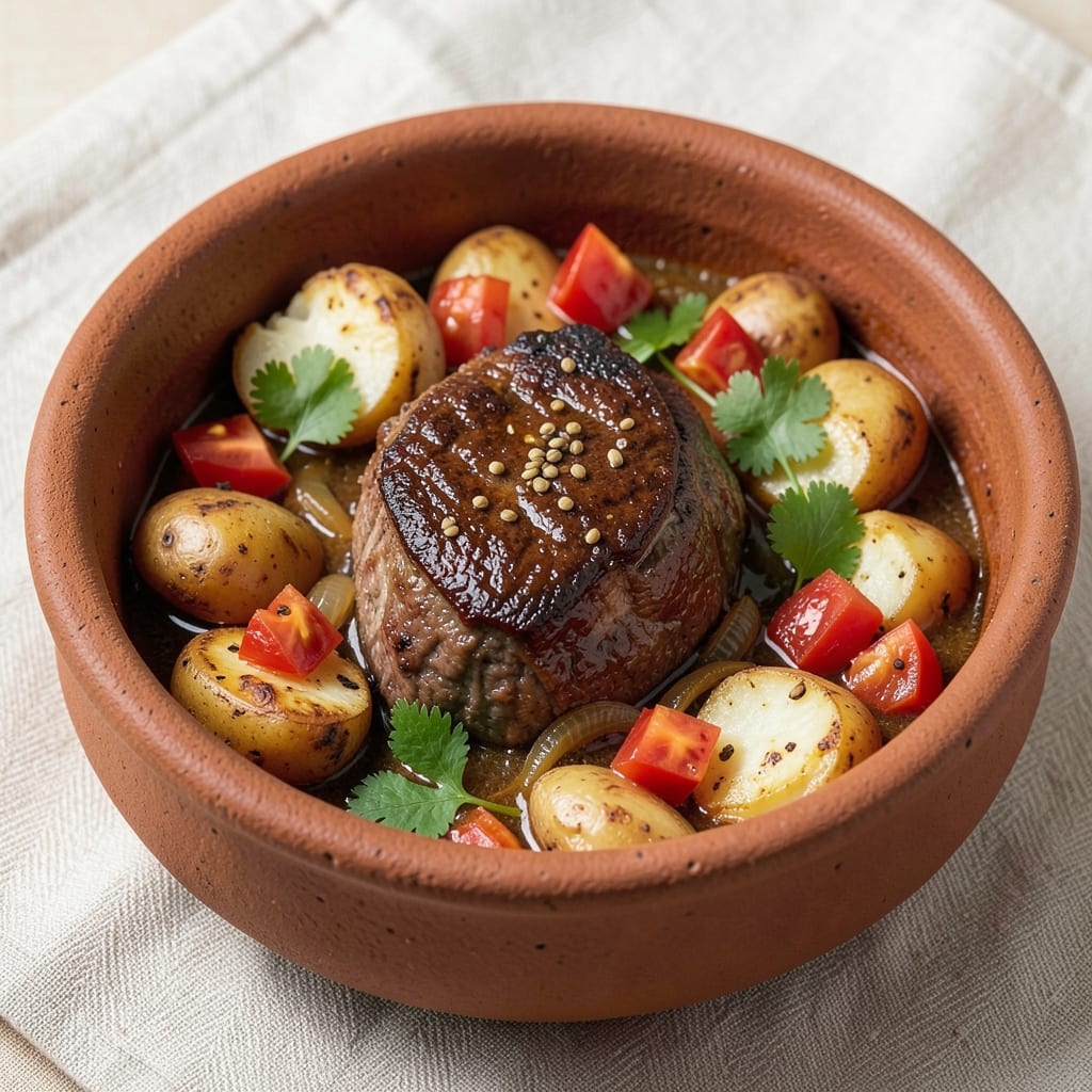 Beef Aloo Recipe: Spiced Potato and Beef Simmered in Tomato Gravy