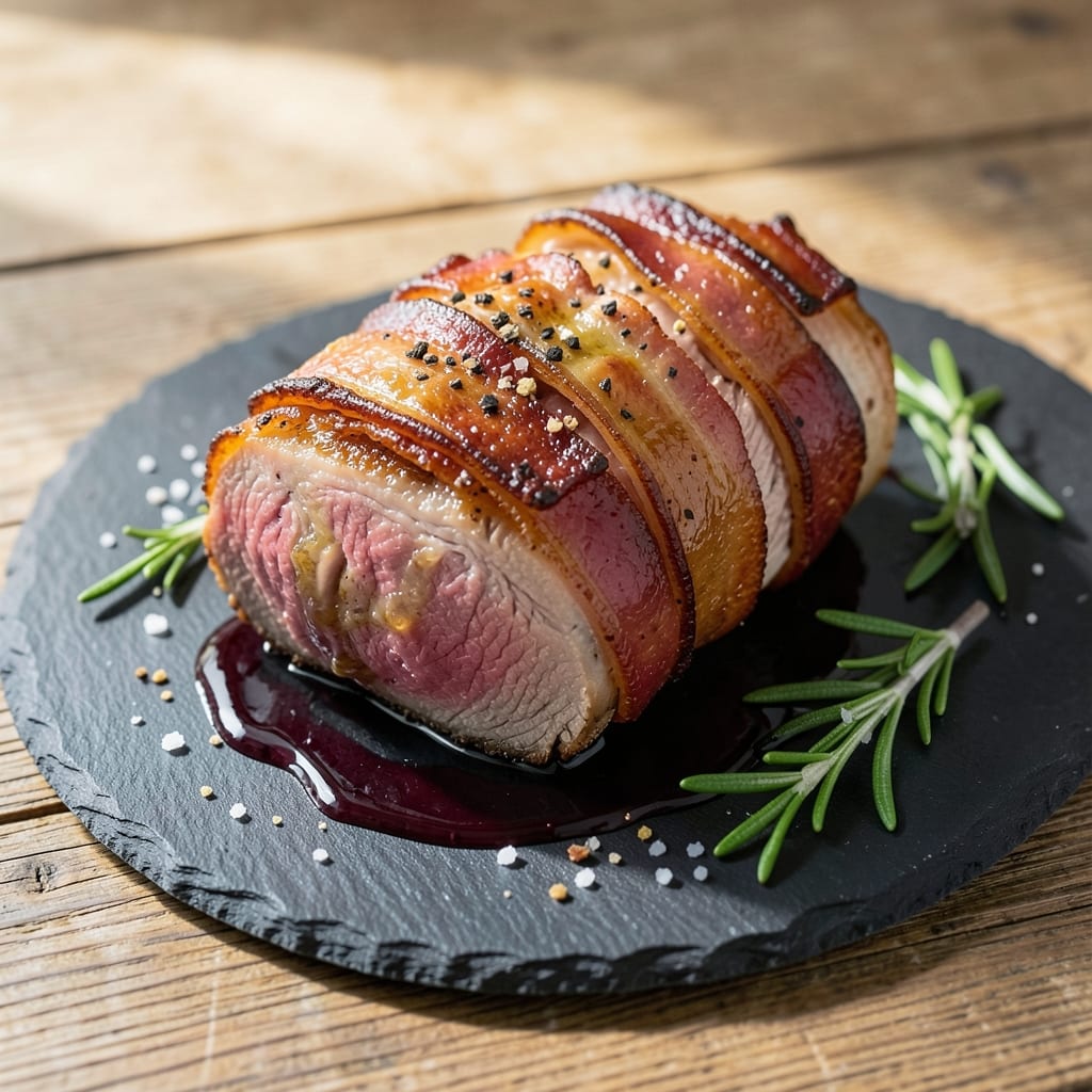 Bacon-Wrapped Beef Tenderloin Roast Recipe: Smoky Crispy Edges and Juicy Pink Centers