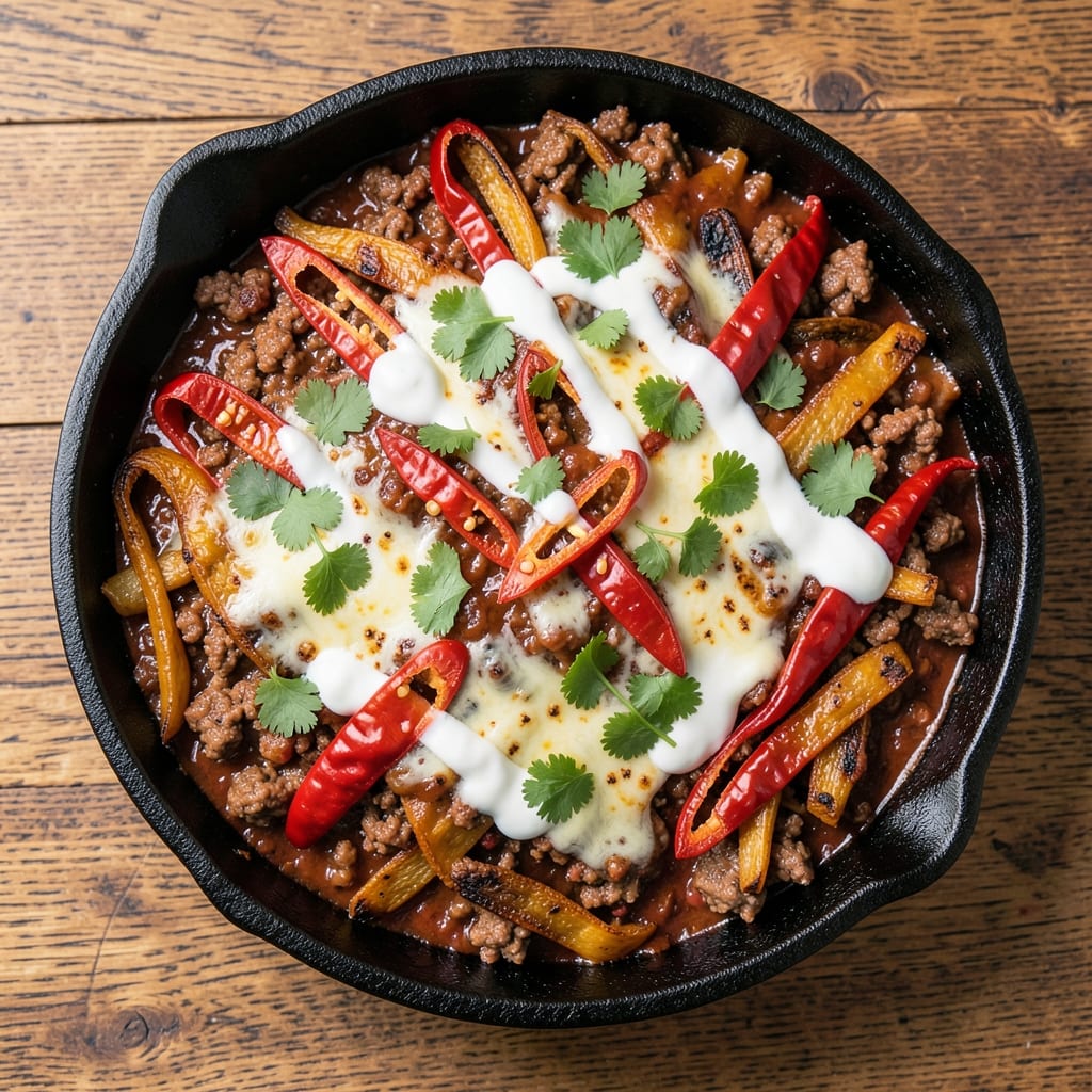 Baked Beef Chili Relleno Casserole Recipe: Crispy Tortilla Top, Melty Cheese Rivers