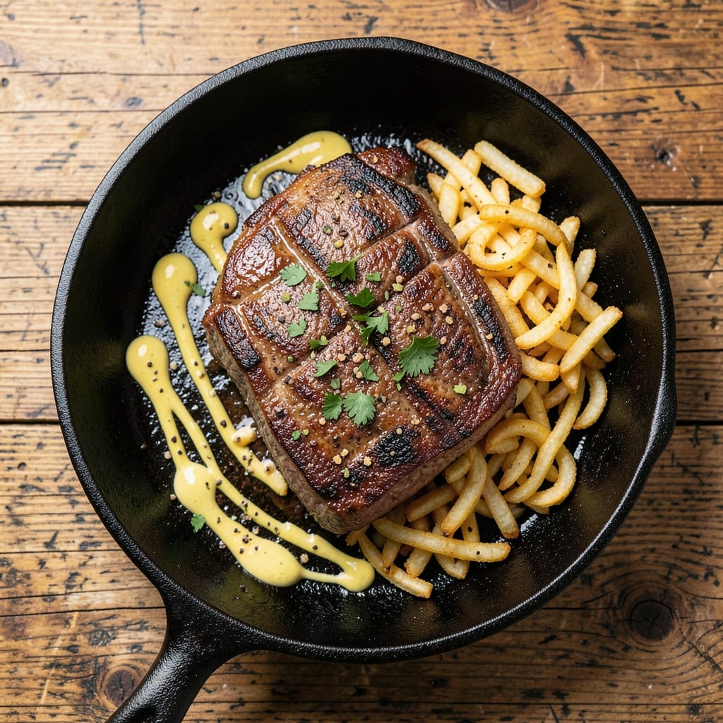 Beef Sizzlers Recipe: Charred Skirt Steak with Caramelized Peppers and Onions