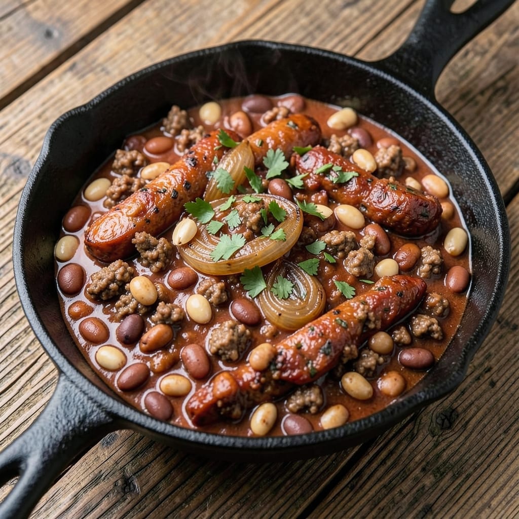 Baked Bean Recipe with Ground Beef and Sausage: Smoky-Spiced One-Pot Heartiness